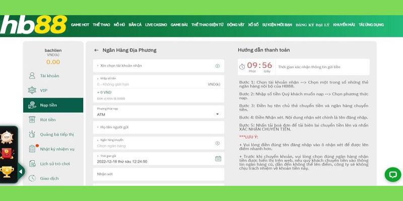 Nạp tiền HB88 an toàn qua nhiều ngân hàng